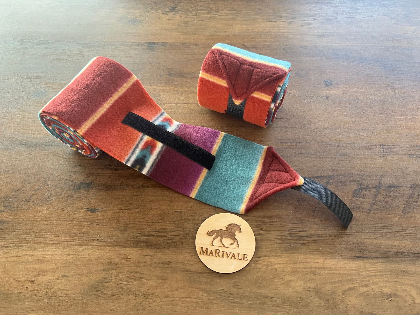 Set of 2 Horse Polo Wraps - Large Strips Warm Tones