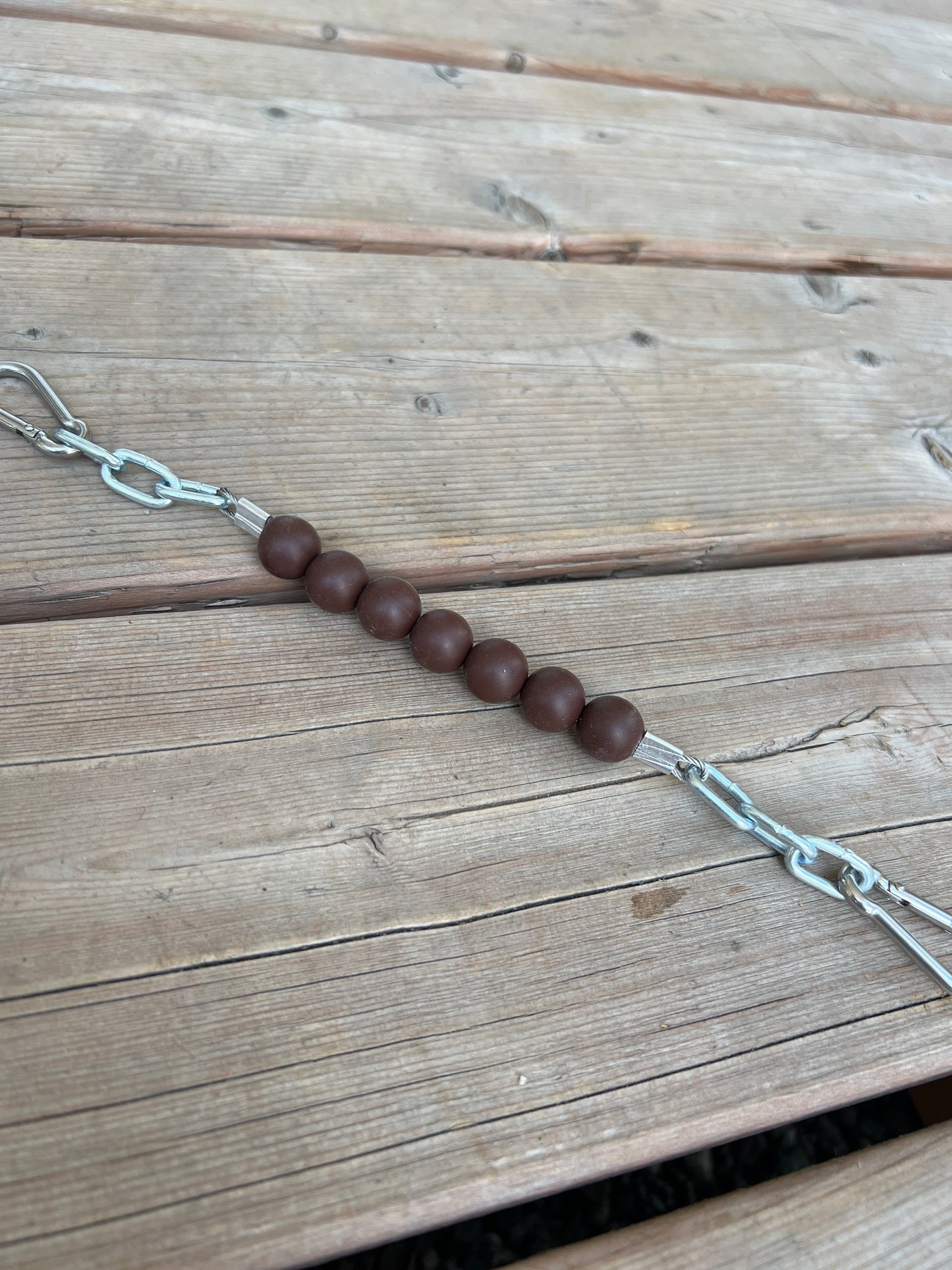 Beaded Silicone Curb Strap with Chain