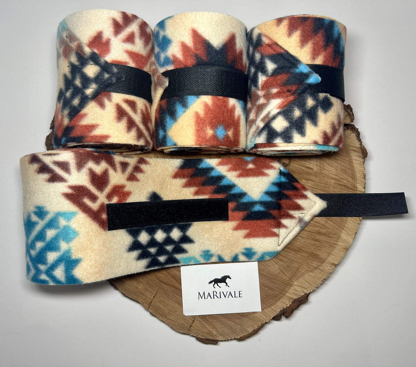 Set of 4 Horse Polo Wraps - Aztec Cream