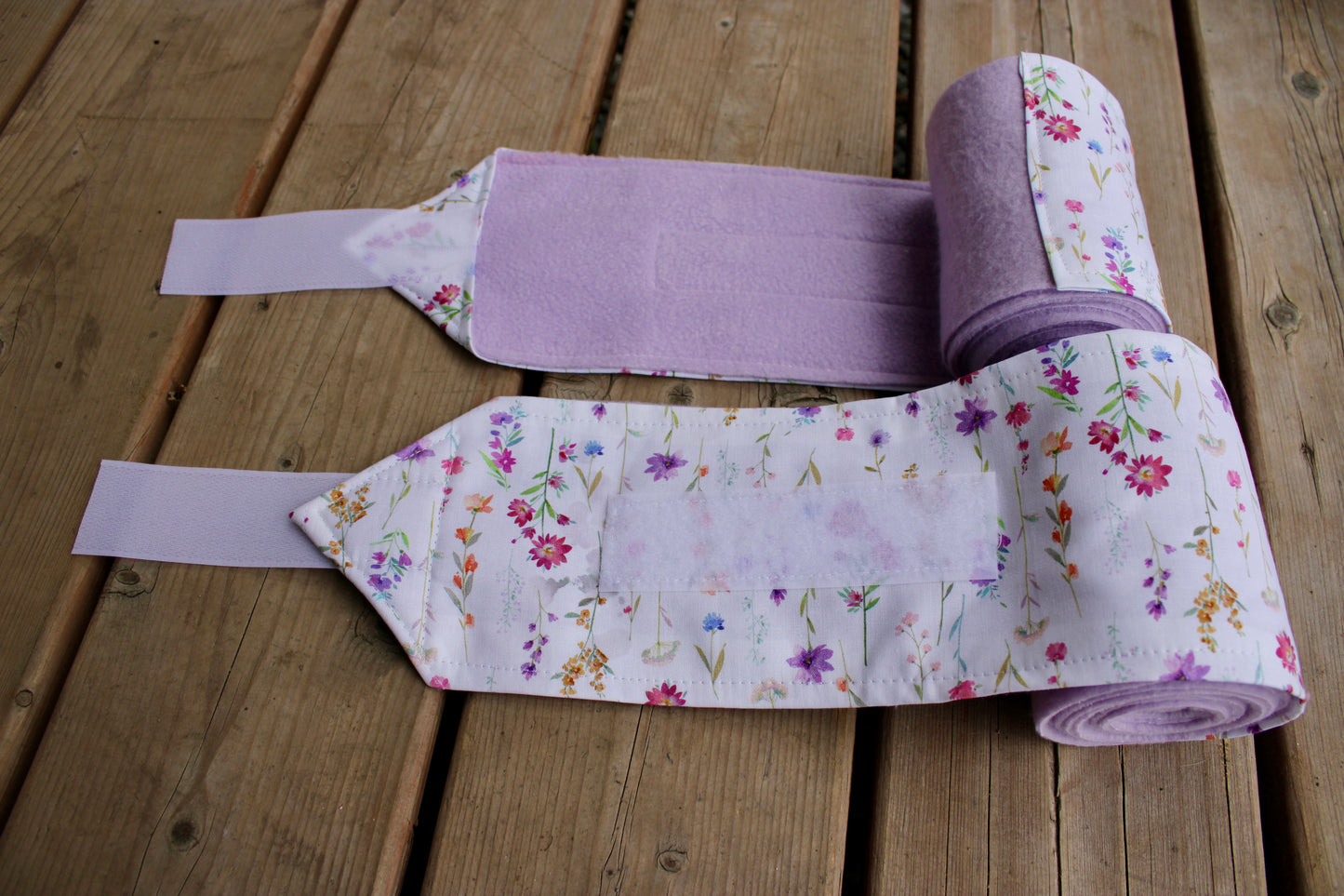 Imperfects - Set of 2 Horse Polo Wraps - Lilac with Flowers
