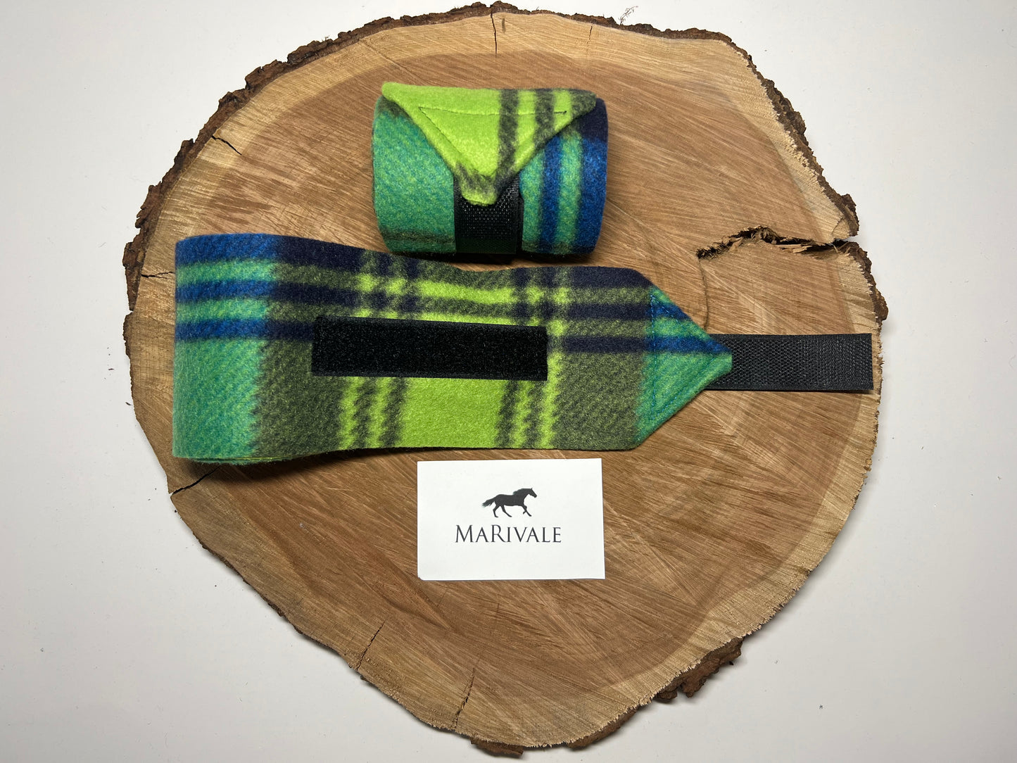 Set of 2 Miniature Polo Wraps - Blue ans Green Plaid