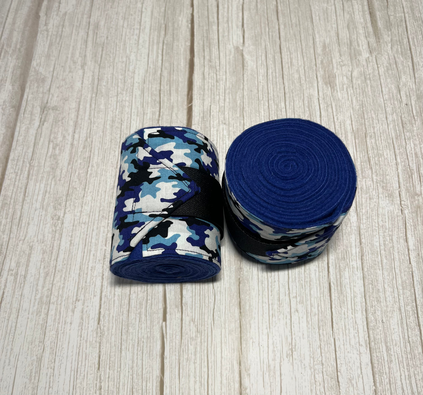 Set of 2 Horse Polo Wraps - Blue with Camo