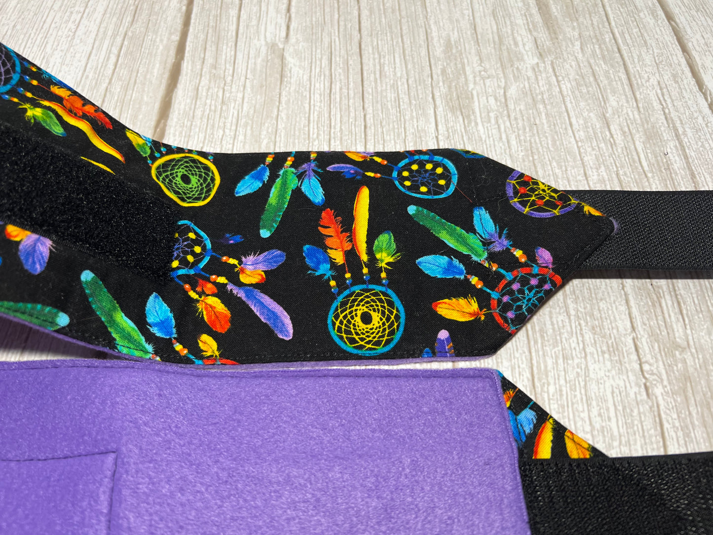 Set of 2 Horse Polo Wraps - Purple with Boho Dreamcatchers