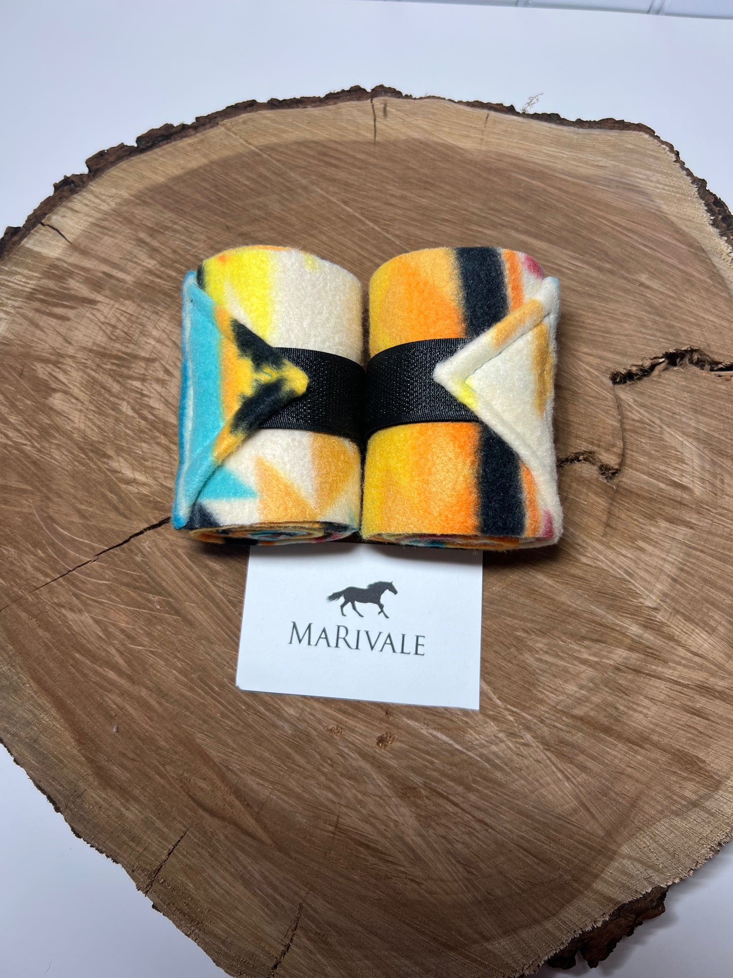 Set of 2 Miniature Polo Wraps - Orange Western Aztec