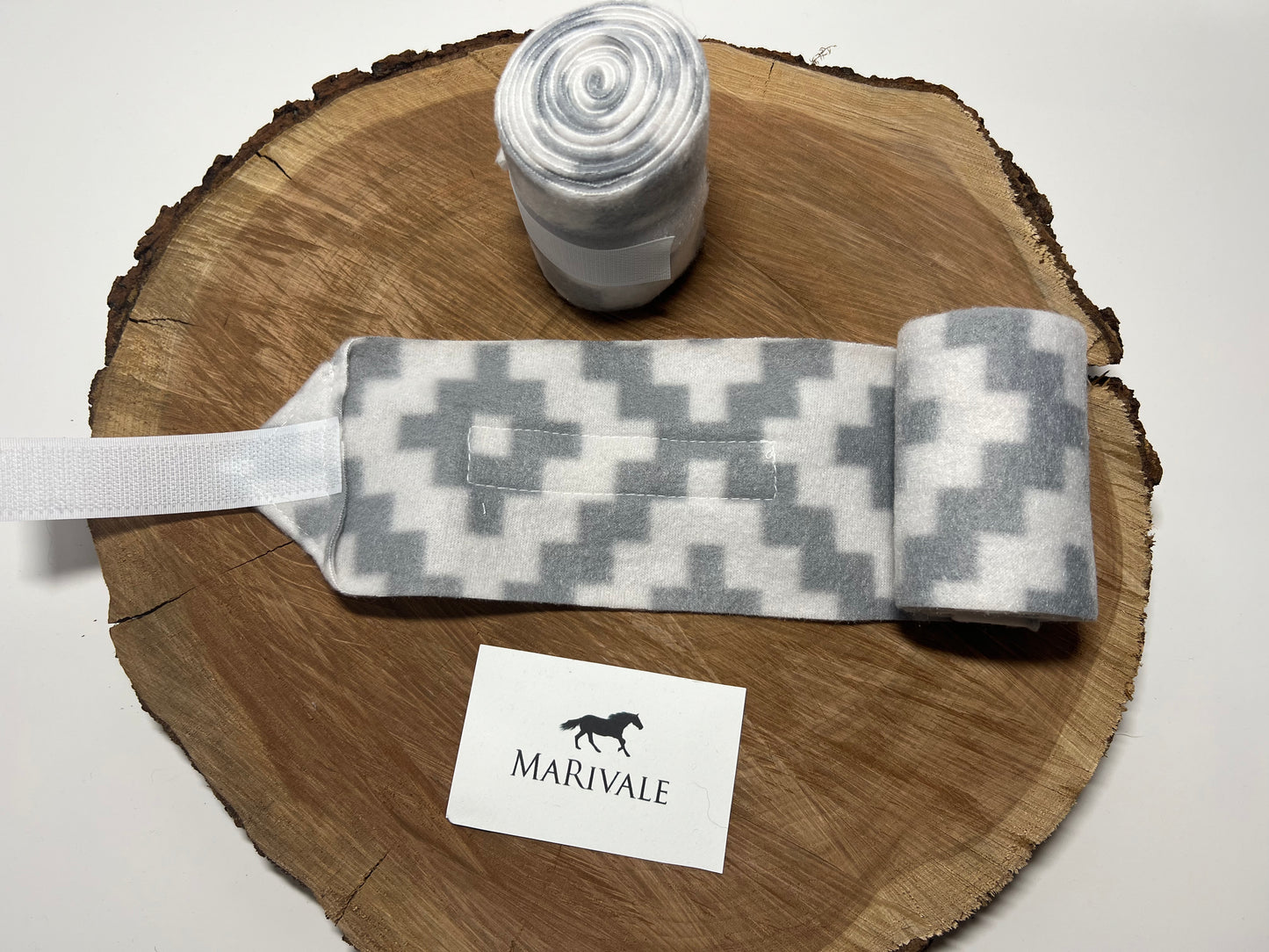 Set of 2 Miniature Polo Wraps - Grey and White Aztec
