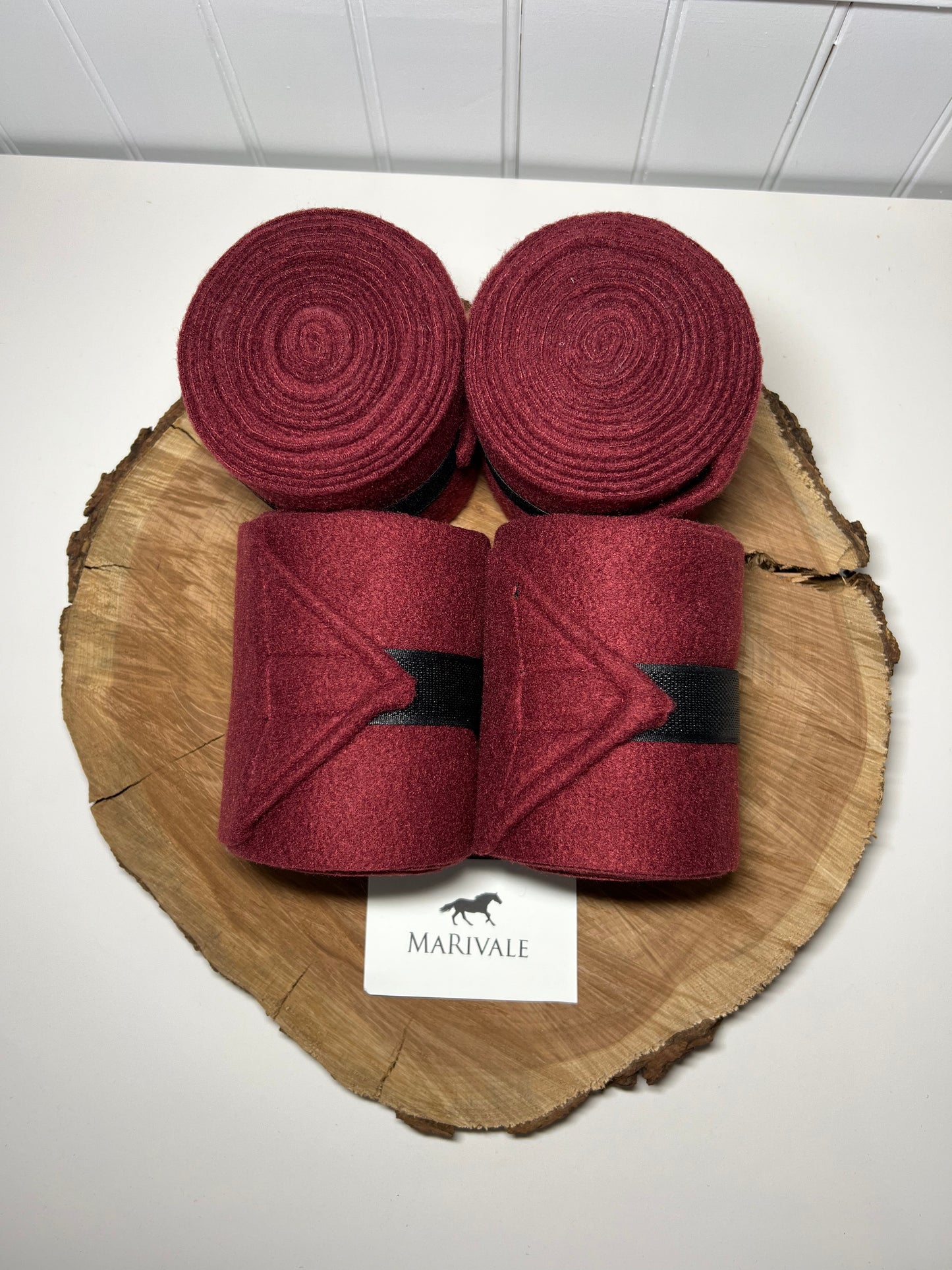 Set of 4 Horse Polo Wraps - Burgundy