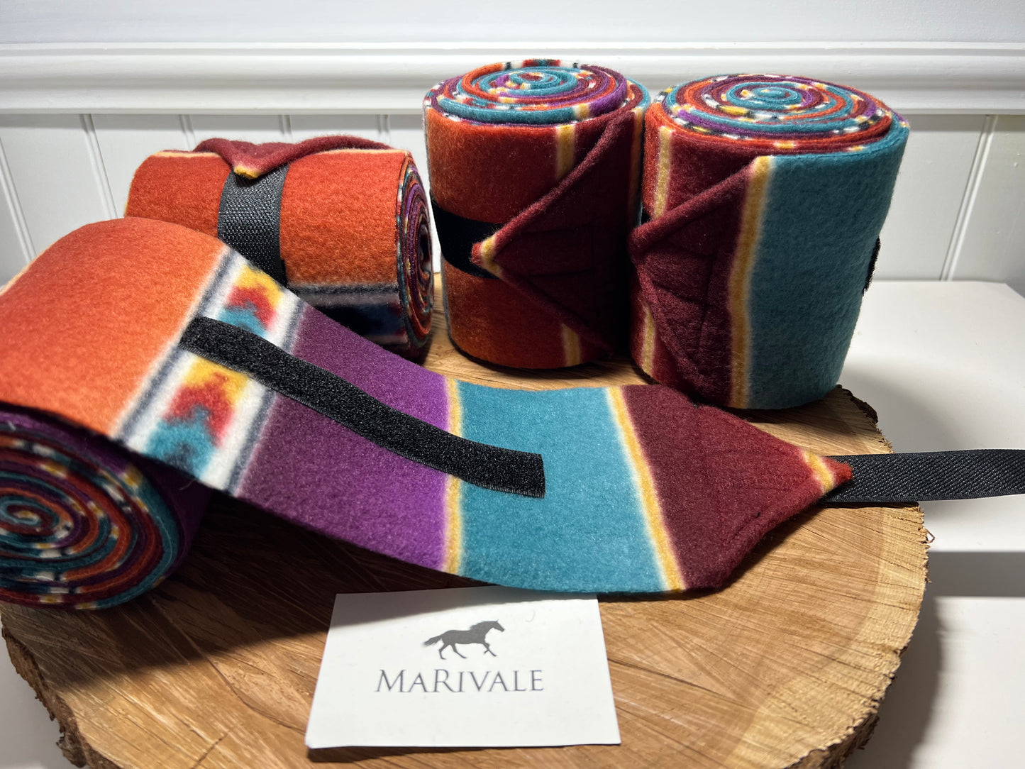 Set of 4 Horse Polo Wraps - Large Strips Warm Tones