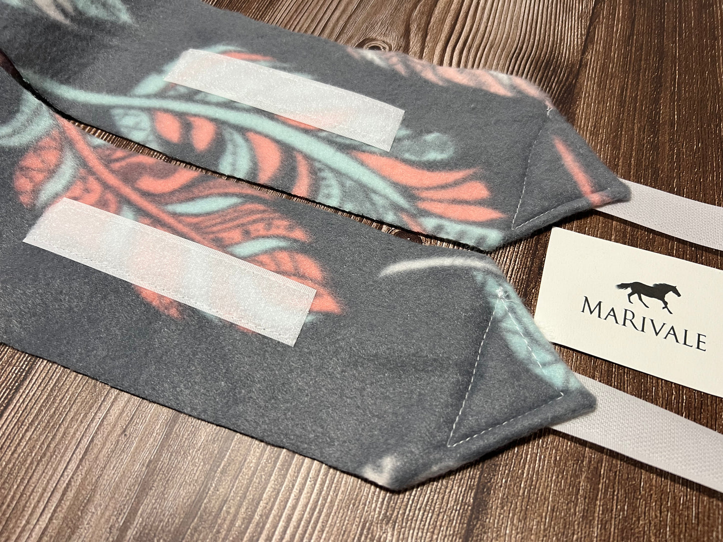 Set of 2 Pony Polo Wraps - Grey with Feathers