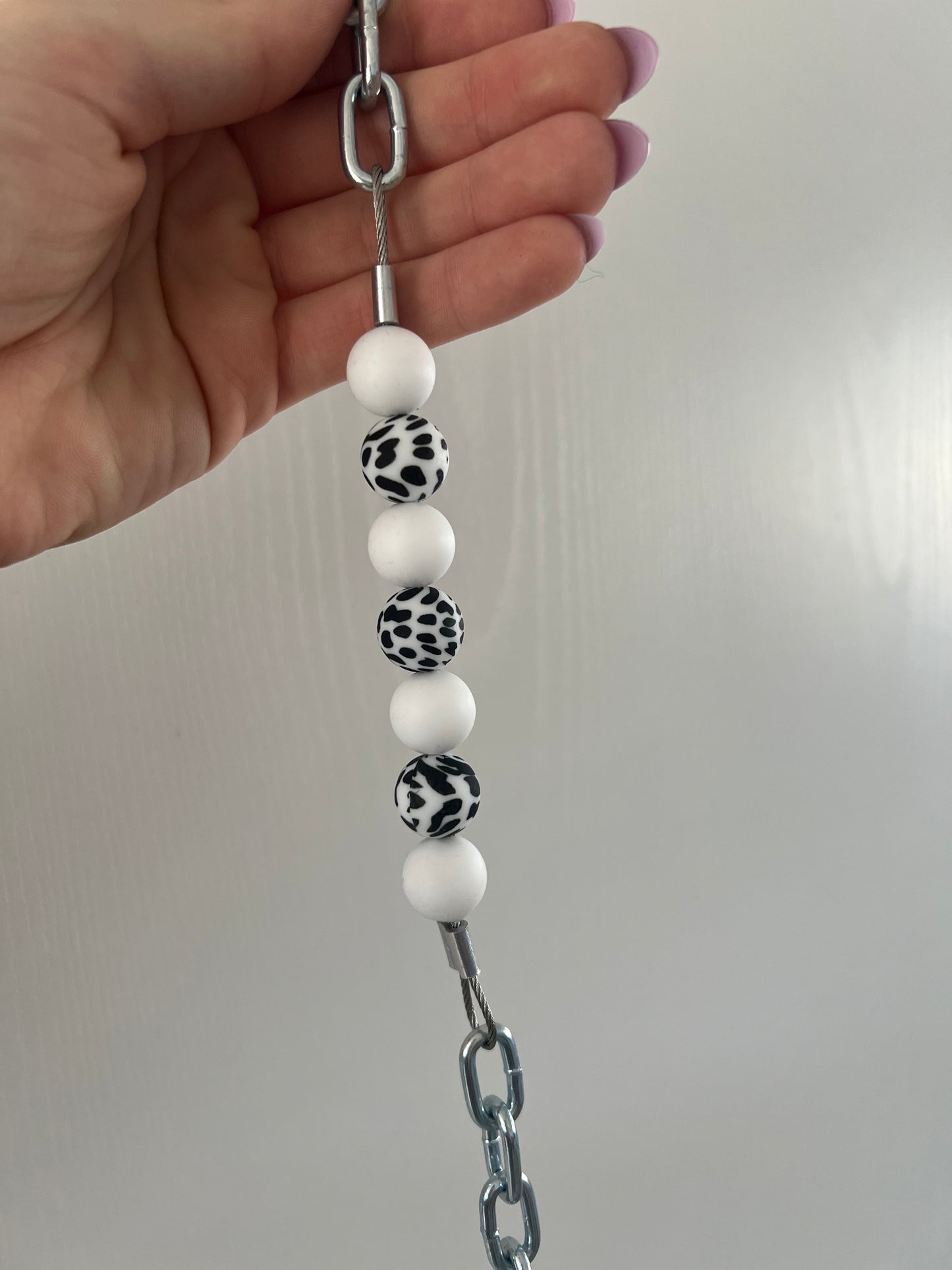Beaded Silicone Curb Strap with Chain