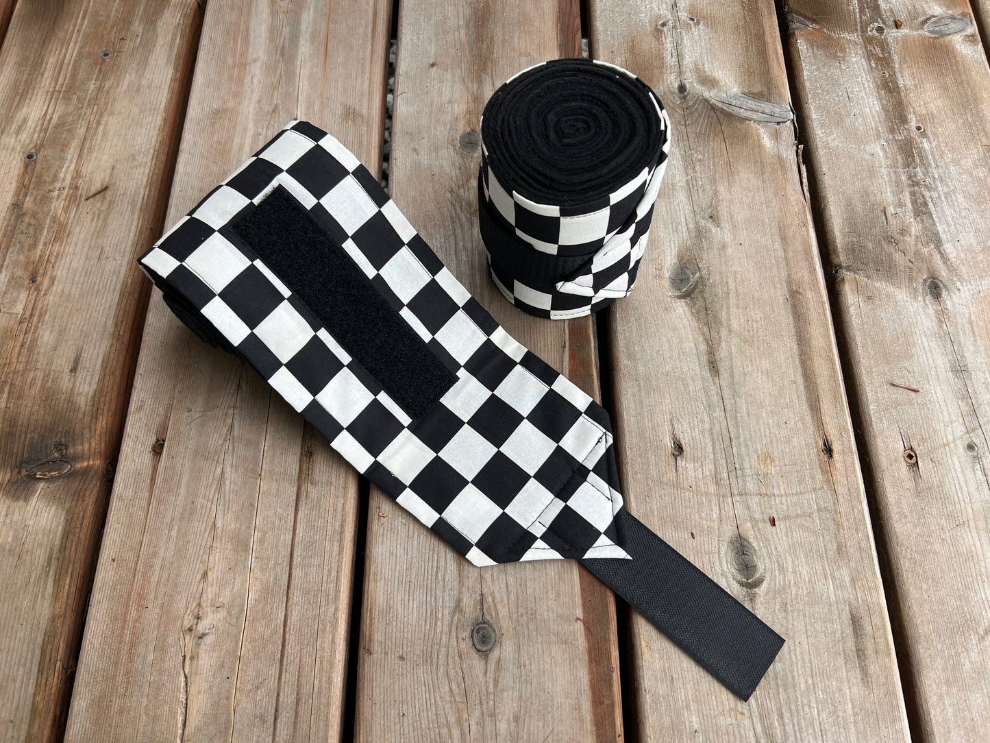 Lot de 2 polos pour chevaux - Noir avec damier
