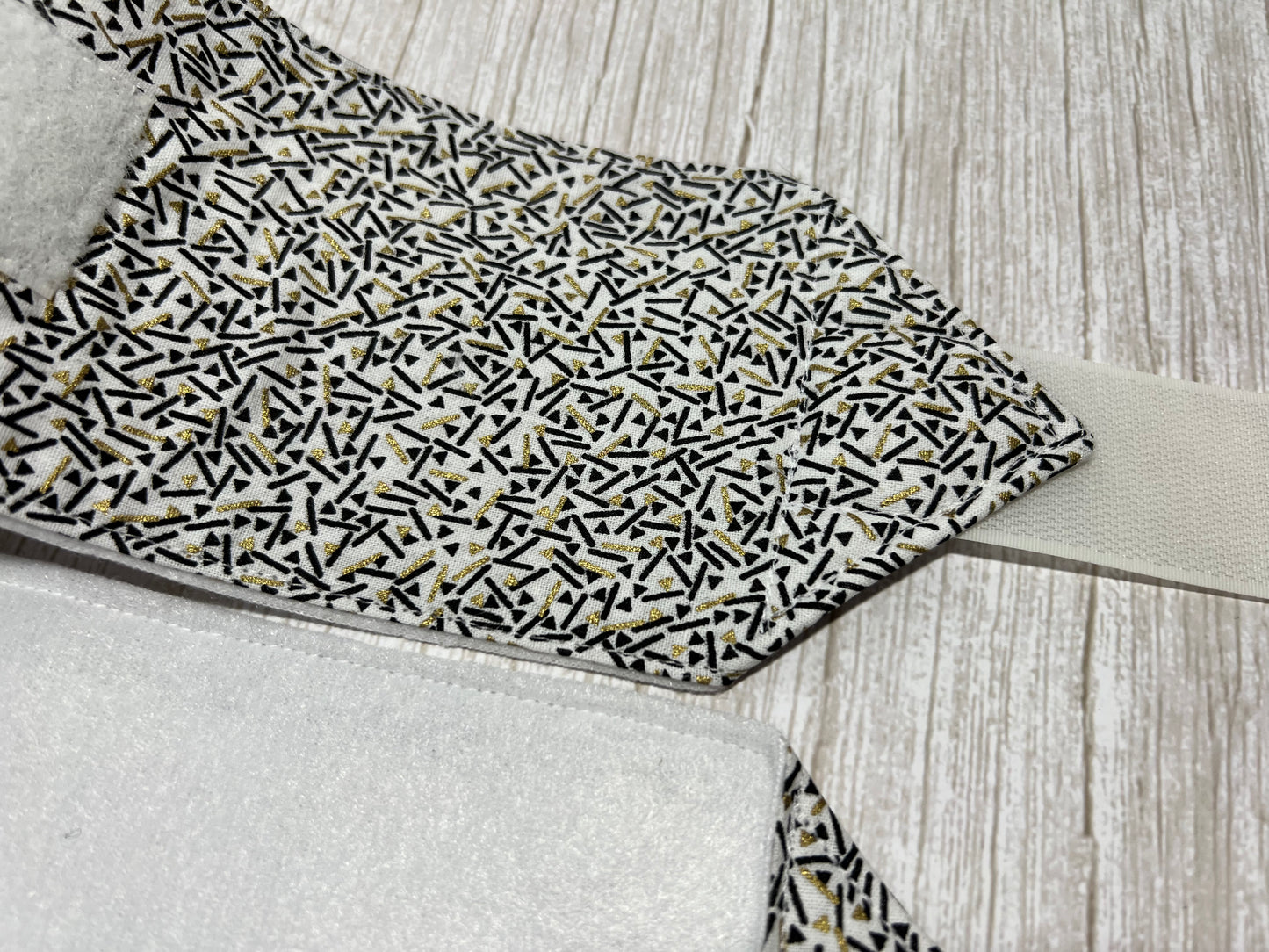 Set of 2 Horse Polo Wraps - White with Black Gold Design