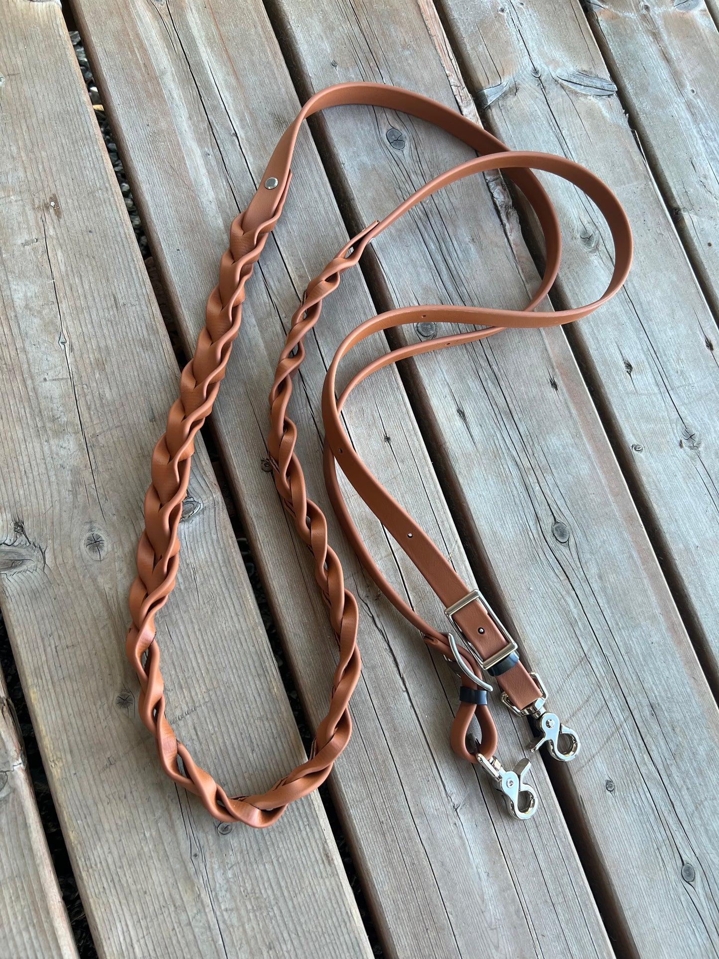 Rêne tressée ajustable en BioThane *Fabriquée sur commande*