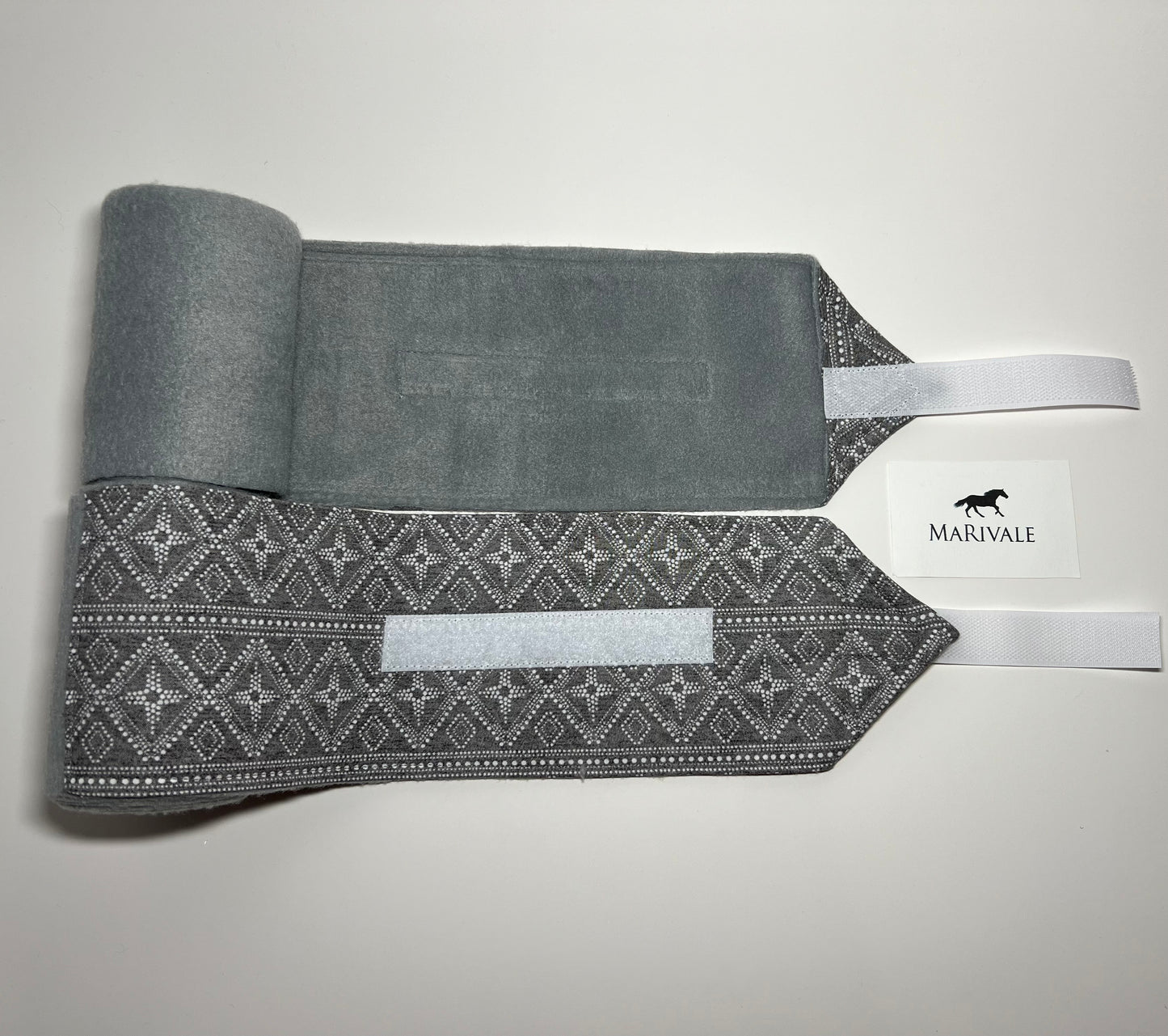 Set of 2 Horse Polo Wraps - Grey with Design