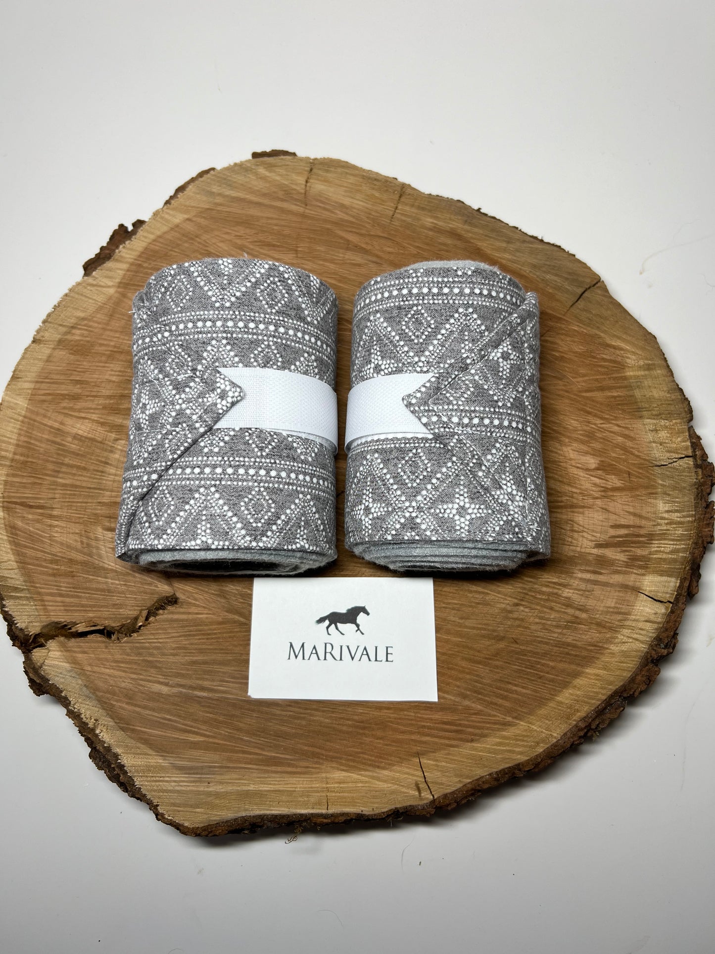 Set of 2 Horse Polo Wraps - Grey with Design