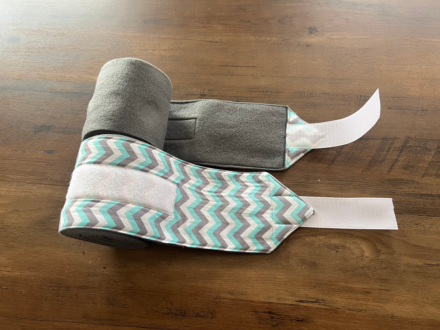Set of 2 Horse Polo Wraps - Grey with Chevron Design