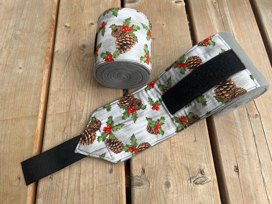 Lot de 2 polos pour chevaux - Gris avec motif de Noël