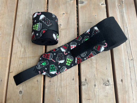 Lot de 2 polos pour chevaux - Noir avec motif chocolat chaud