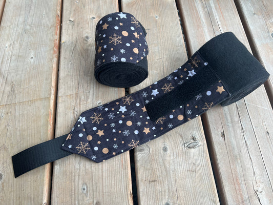 Lot de 2 polos pour chevaux - Noir avec motif hivernal