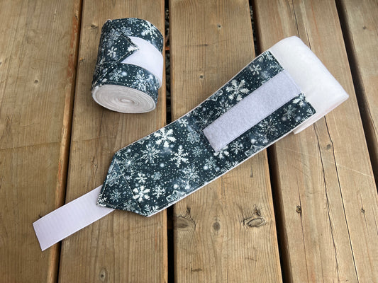 Lot de 2 polos pour chevaux - Blanc à motif flocons de neige