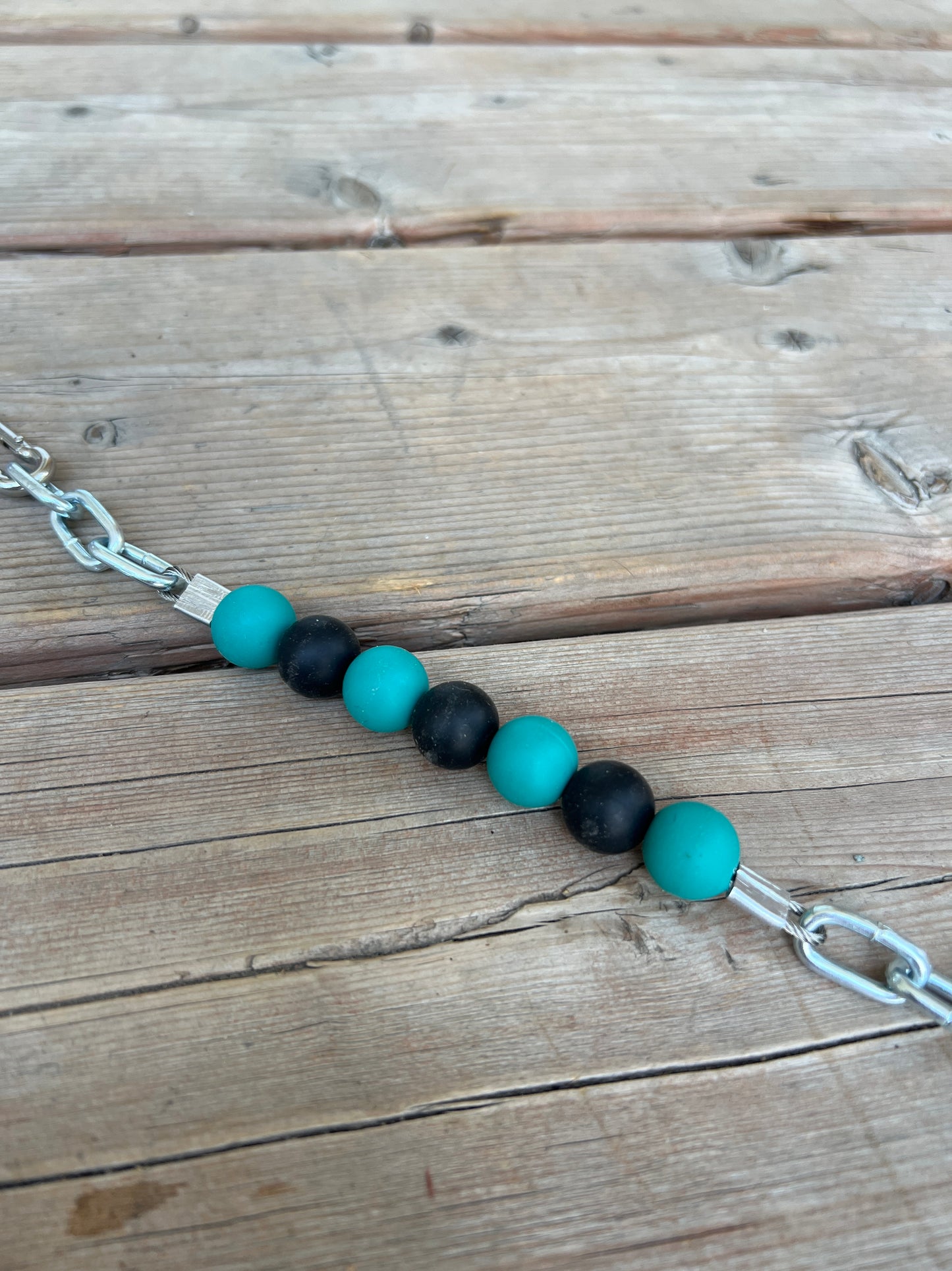Beaded Silicone Curb Strap with Chain
