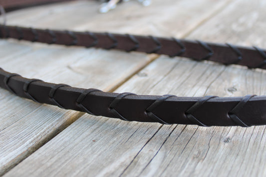 Laced Dark Brown Leather Barrel Reins
