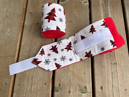 Lot de 2 polos pour chevaux - Rouges à carreaux sapin de Noël