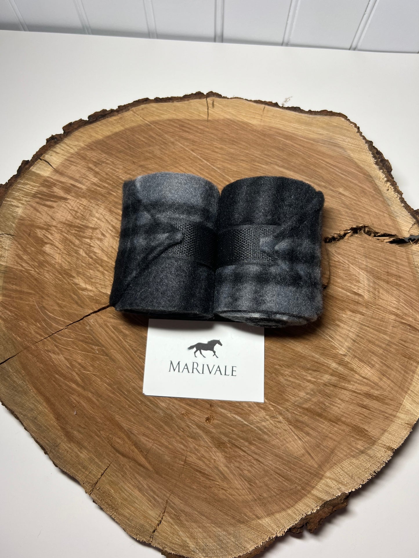Set of 2 Miniature Polo Wraps - Black and Grey Plaid