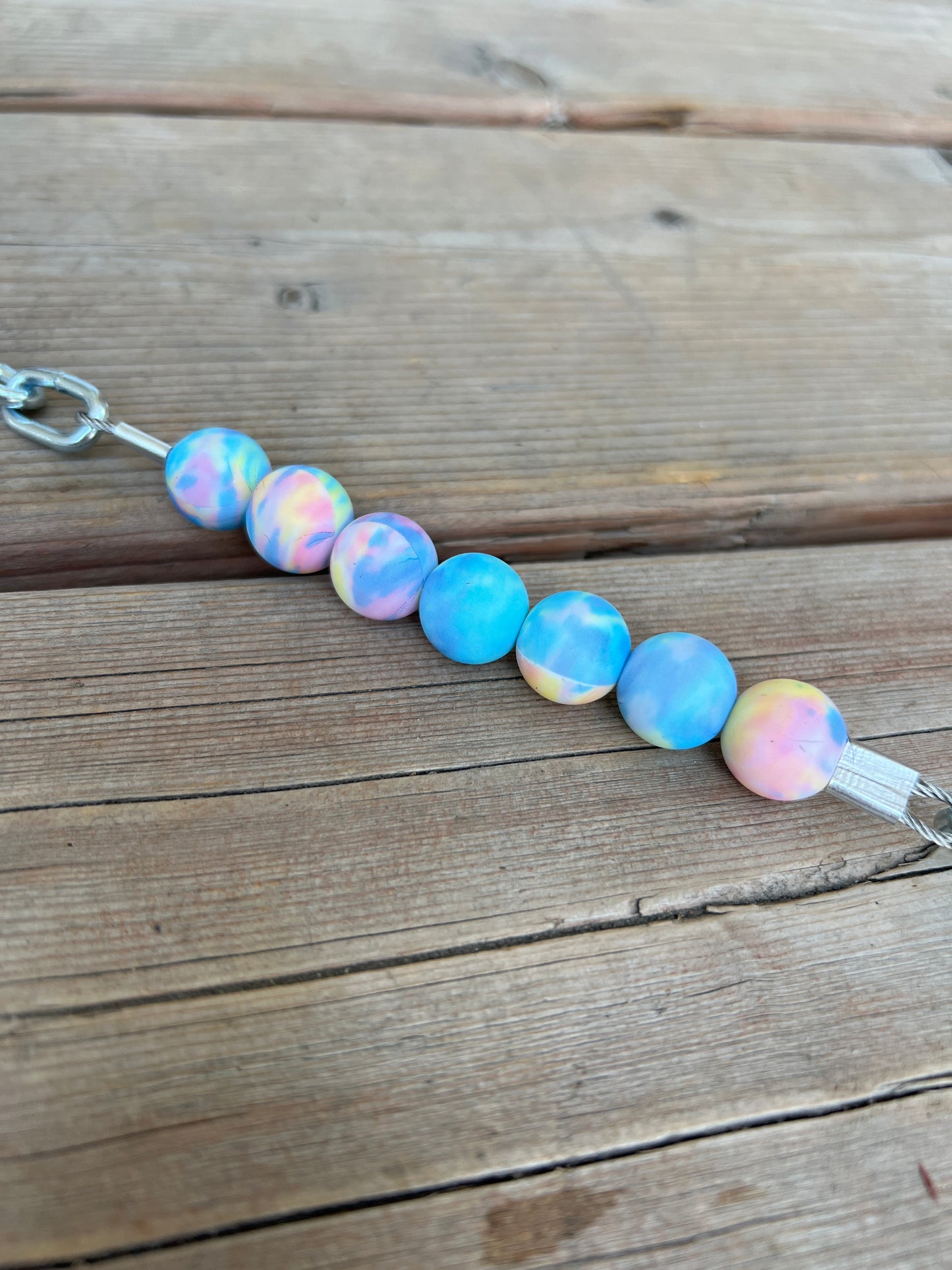 Beaded Silicone Curb Strap with Chain