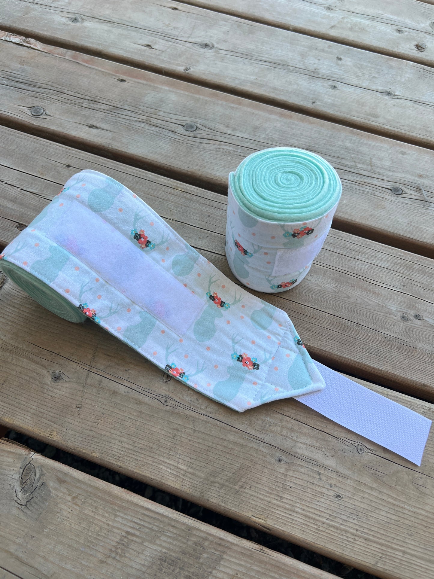 Lot de 2 polos pour chevaux - Aqua avec motif cerf fleuri