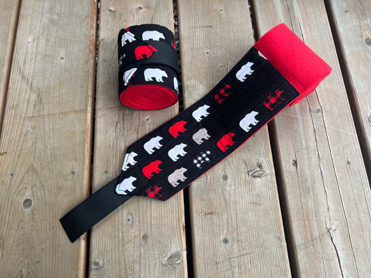 Lot de 2 polos pour cheval - Rouge avec ours polaire