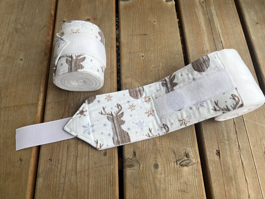 Lot de 2 polos pour chevaux - Blanc avec motif hivernal