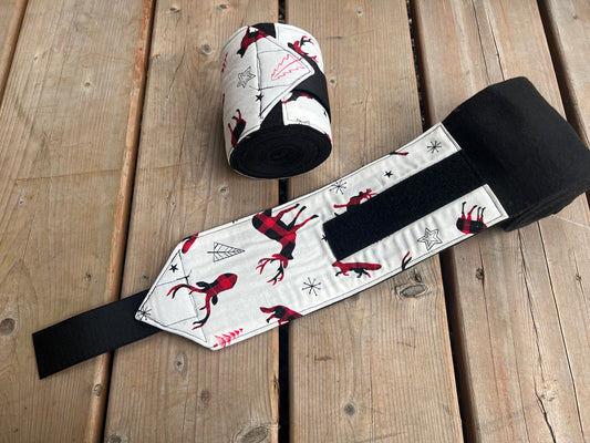 Lot de 2 polos pour cheval - Noir avec tête de cerf