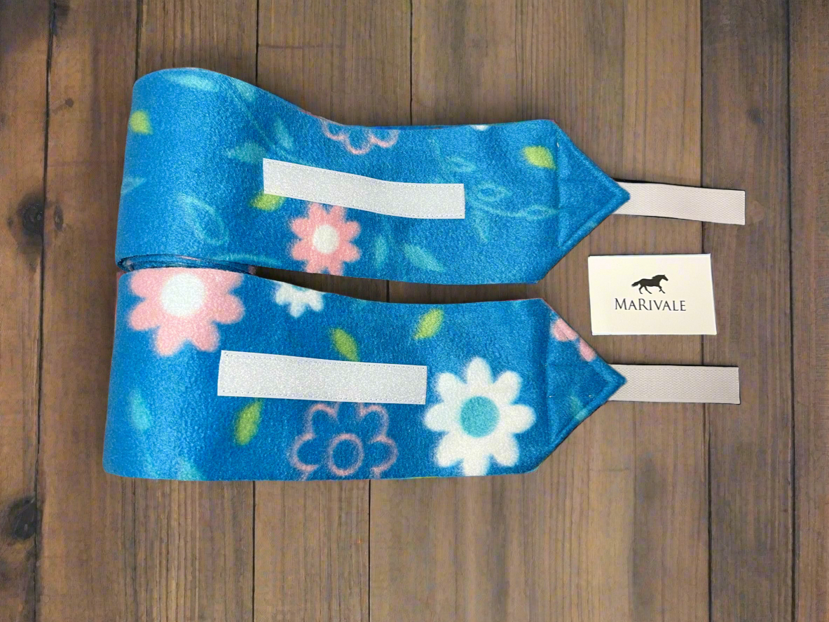IMPERFECTS - Set of 2 Horse Polo Wraps - Blue Flowers