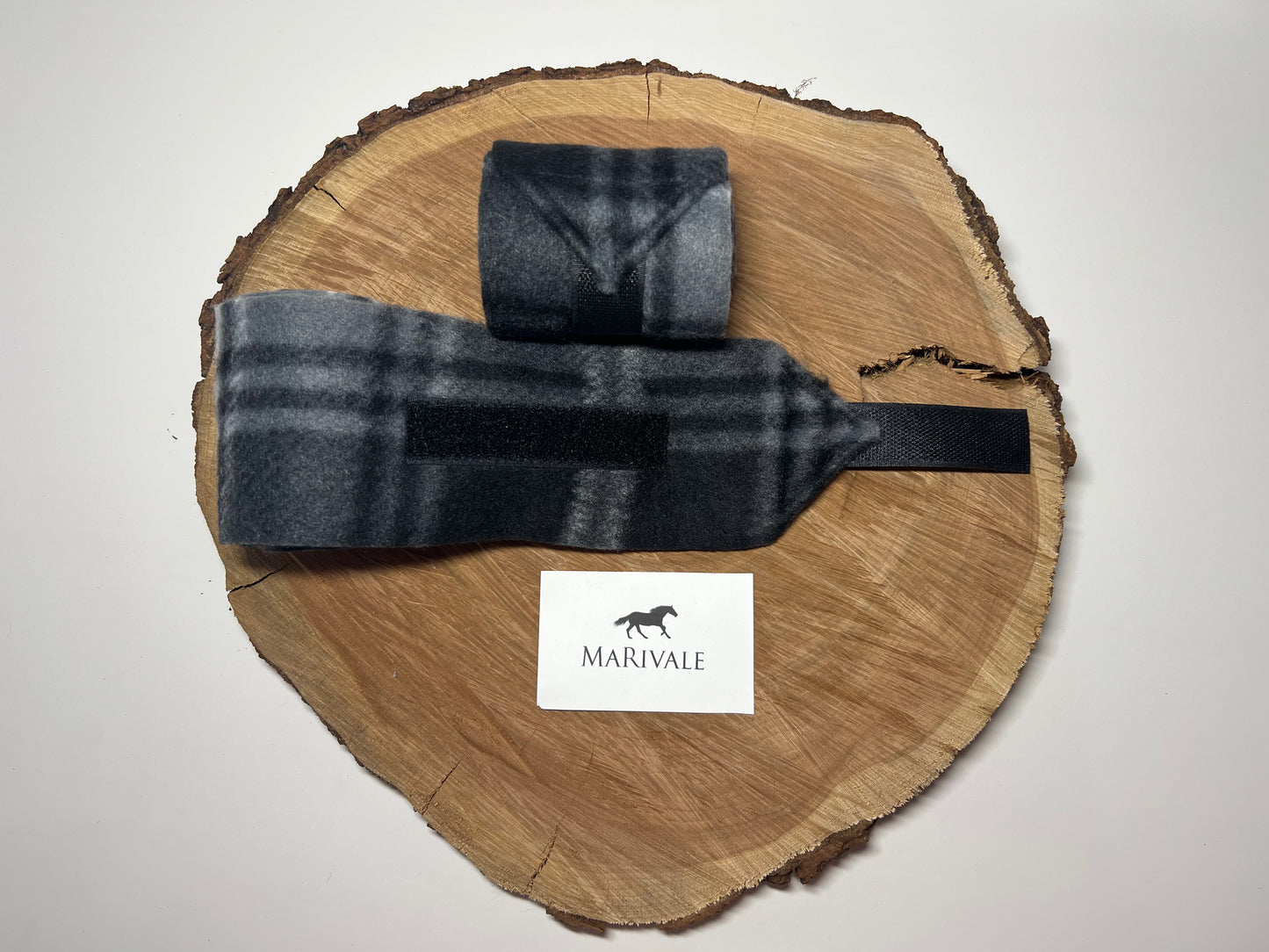 Set of 2 Miniature Polo Wraps - Black and Grey Plaid