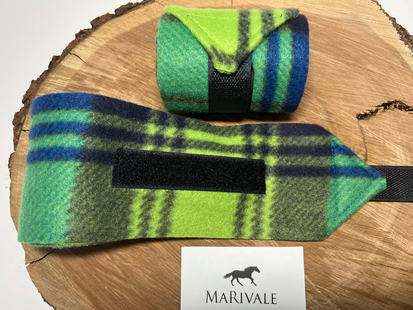Set of 2 Miniature Polo Wraps - Blue ans Green Plaid