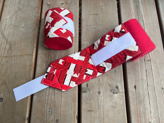 Lot de 2 polos pour chevaux - Rouge avec motif ruban