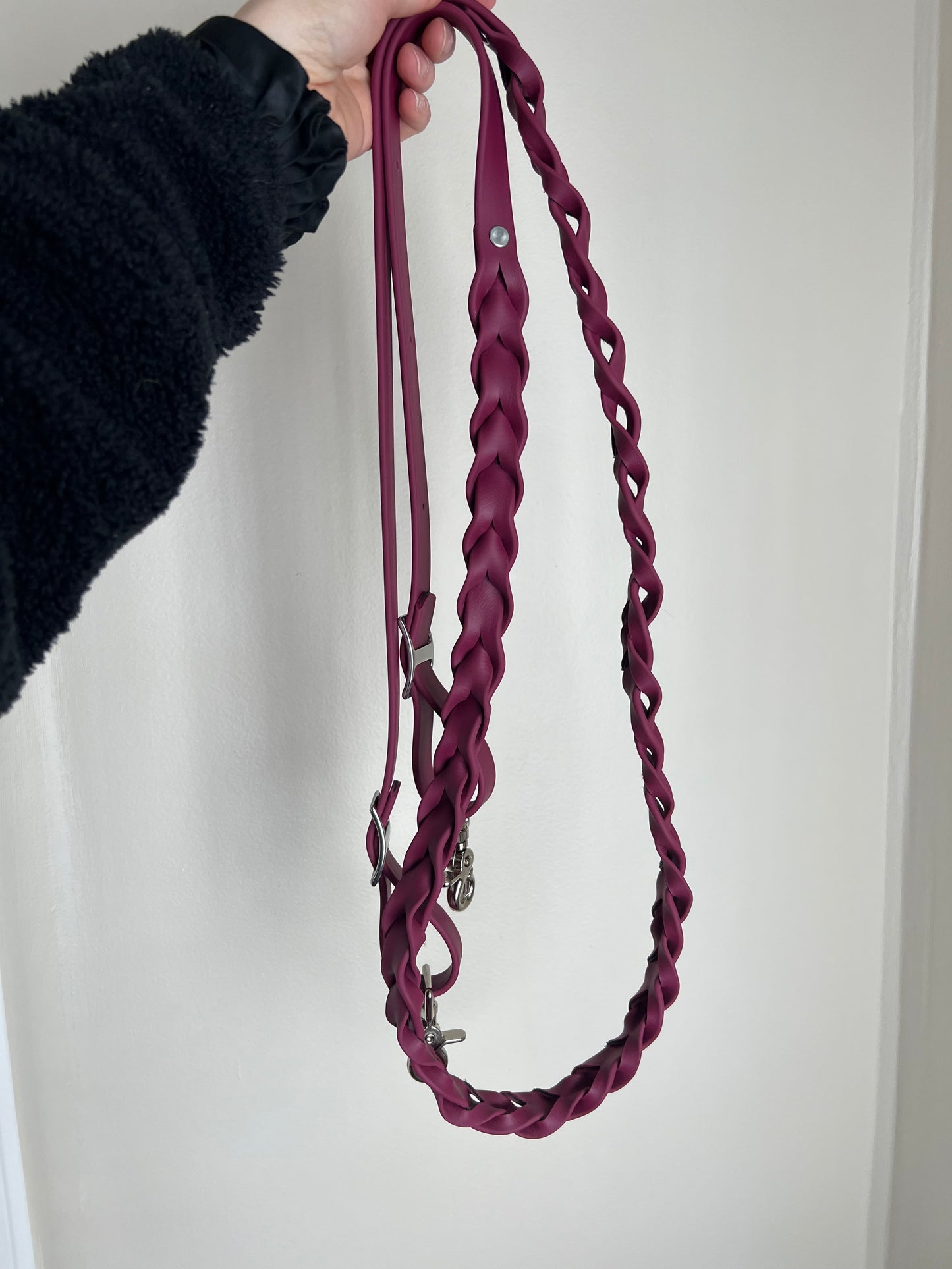 Rêne tressée ajustable en BioThane *Fabriquée sur commande*