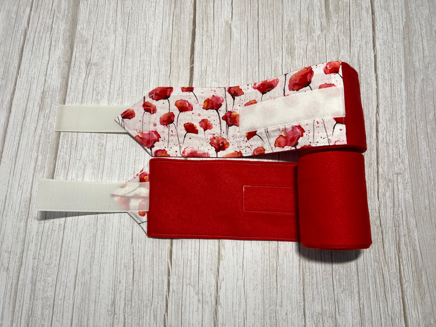 Set of 2 Horse Polo Wraps - Red with Flowers