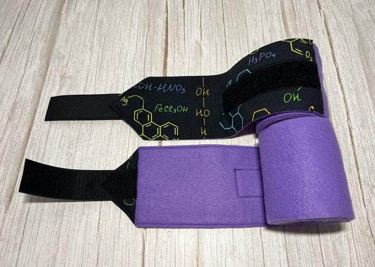 Set of 2 Horse Polo Wraps - Purple with Chemistry Design