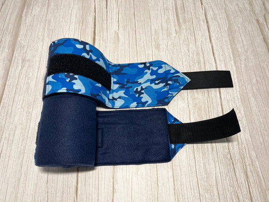 Set of 2 Horse Polo Wraps - Navy with Camo