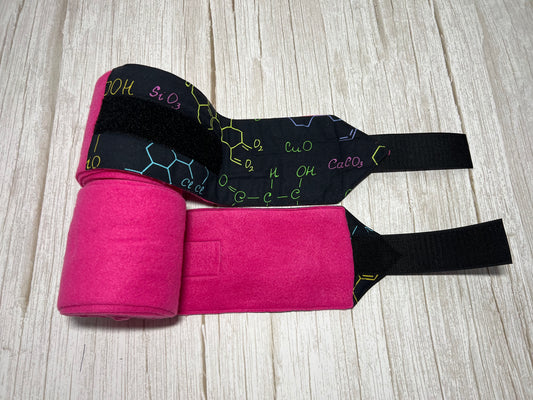 Set of 2 Horse Polo Wraps - Hot Pink with Chemistry Design