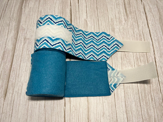 Set of 2 Horse Polo Wraps - Blue with Chevron