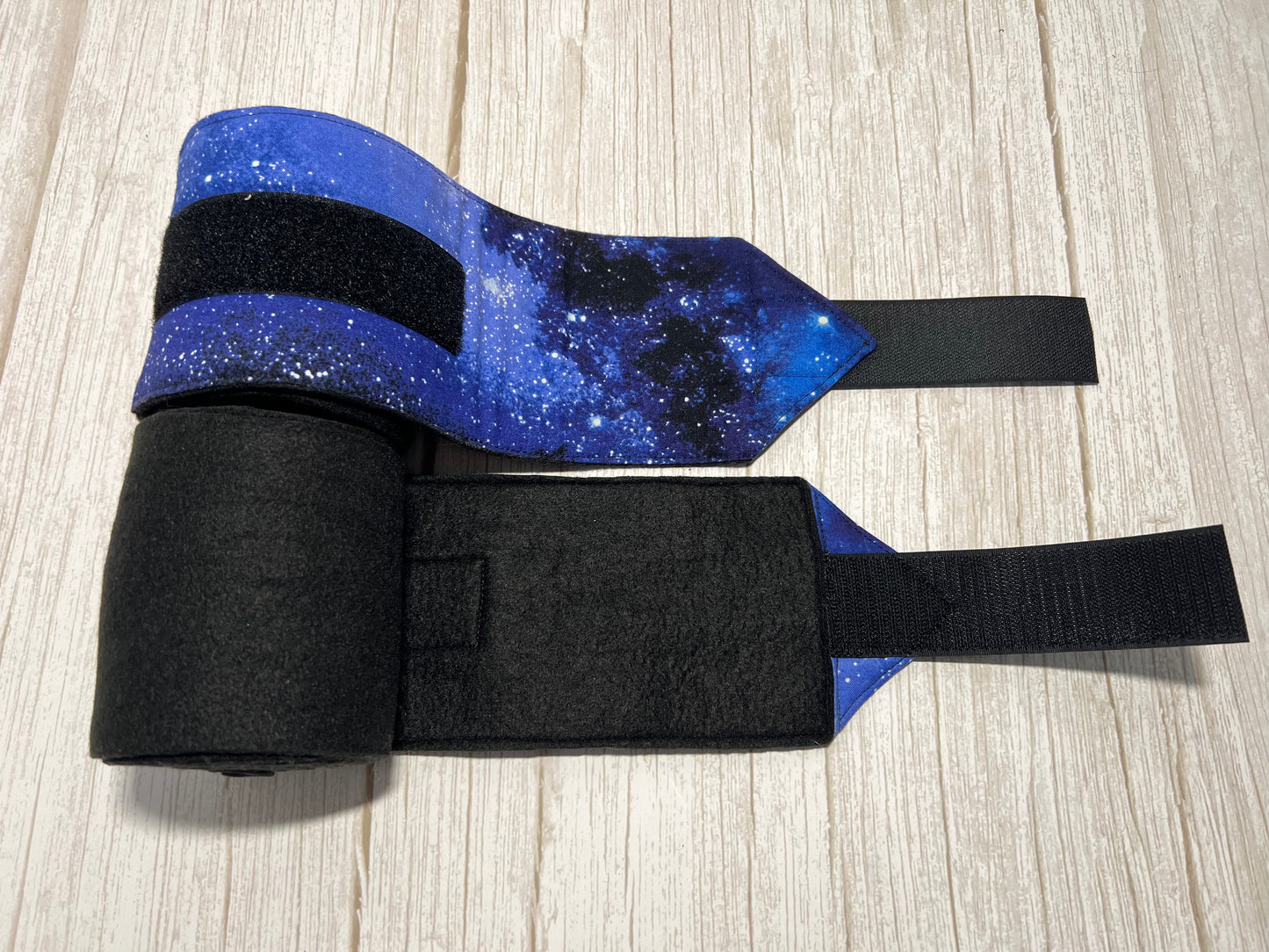 Set of 2 Horse Polo Wraps - Black with Blue Galaxy