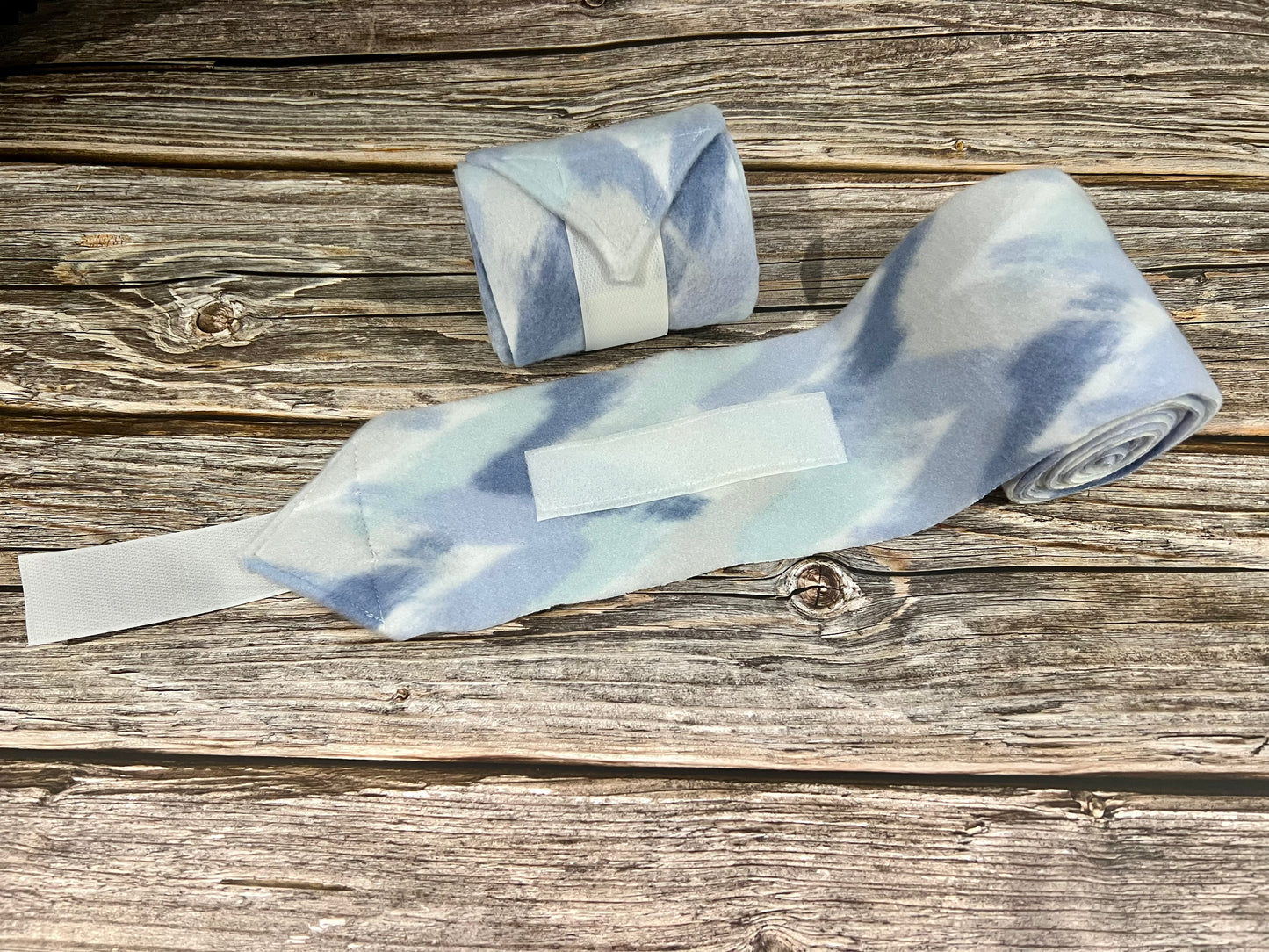 Set of 2 Horse Polo Wraps - Blue with Abstract Design