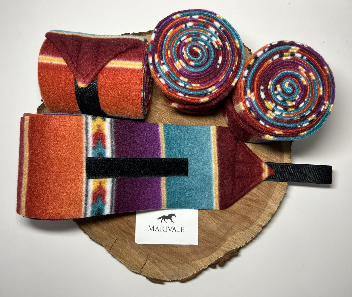 Set of 4 Horse Polo Wraps - Large Strips Warm Tones