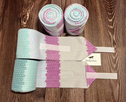 Set of 4 Horse Polo Wraps - Knitwear Purple Turquoise