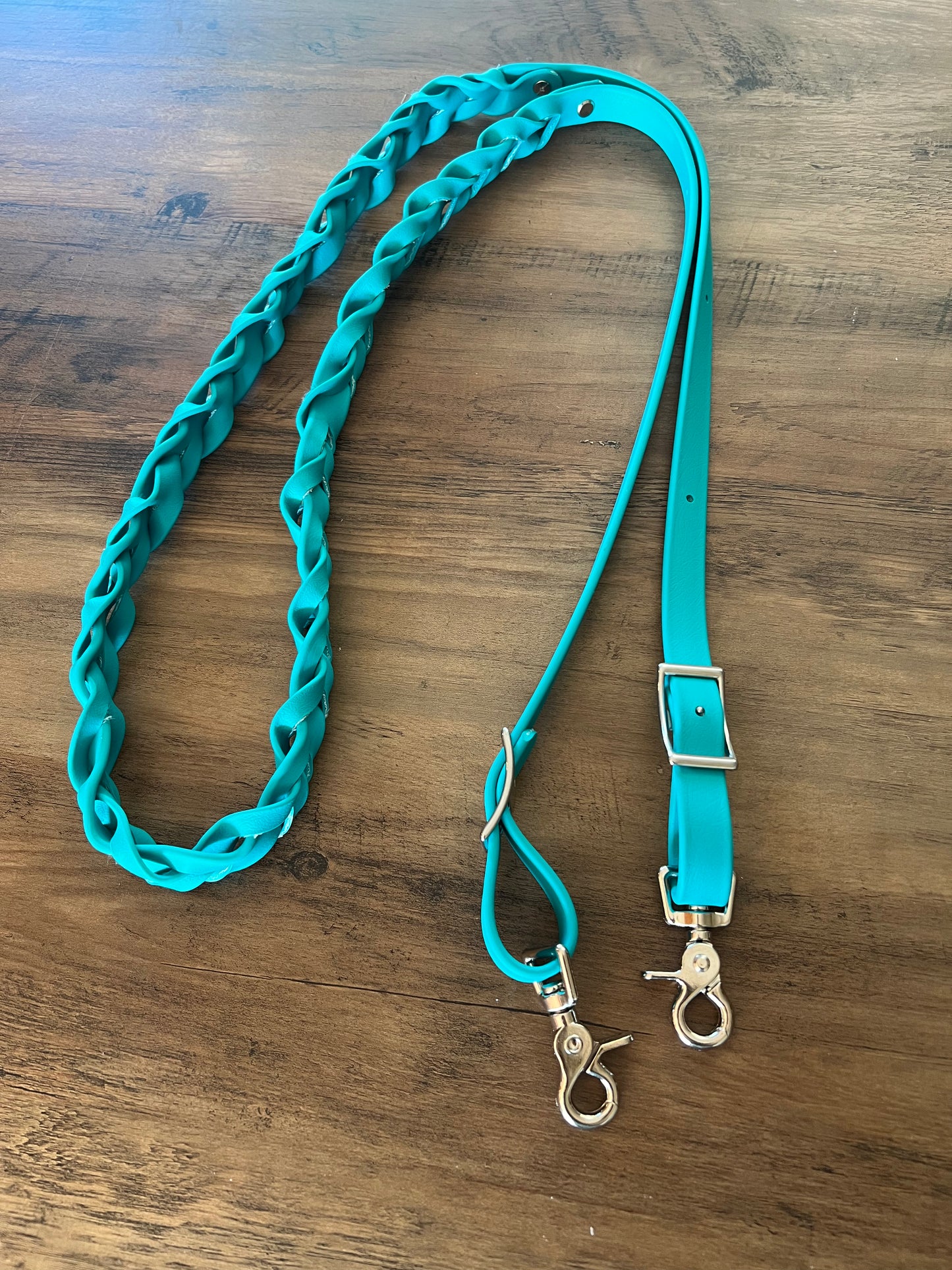 Rêne tressée ajustable en BioThane *Fabriquée sur commande*