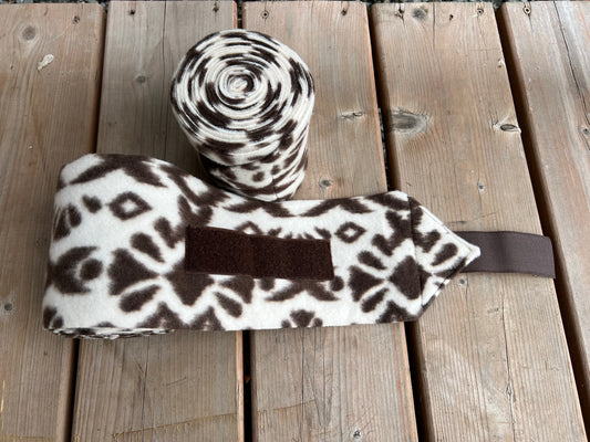 Set of 2 Horse Polo Wraps - Brown Wild Aztec