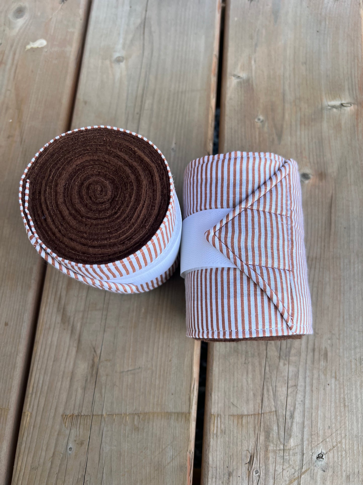Set of 2 Horse Polo Wraps - Brown with Strips