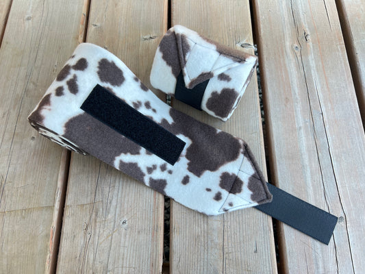 Set of 2 Horse Polo Wraps - Cow Print